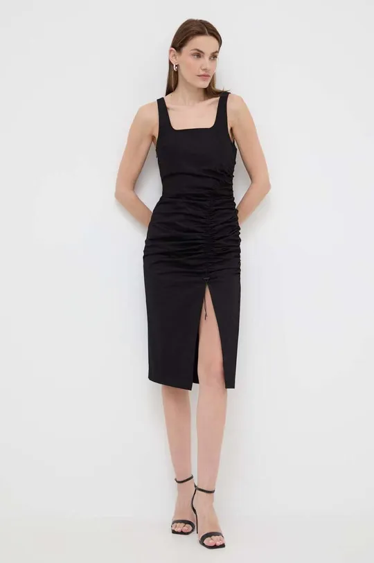 Rifľové šaty Karl Lagerfeld čierna