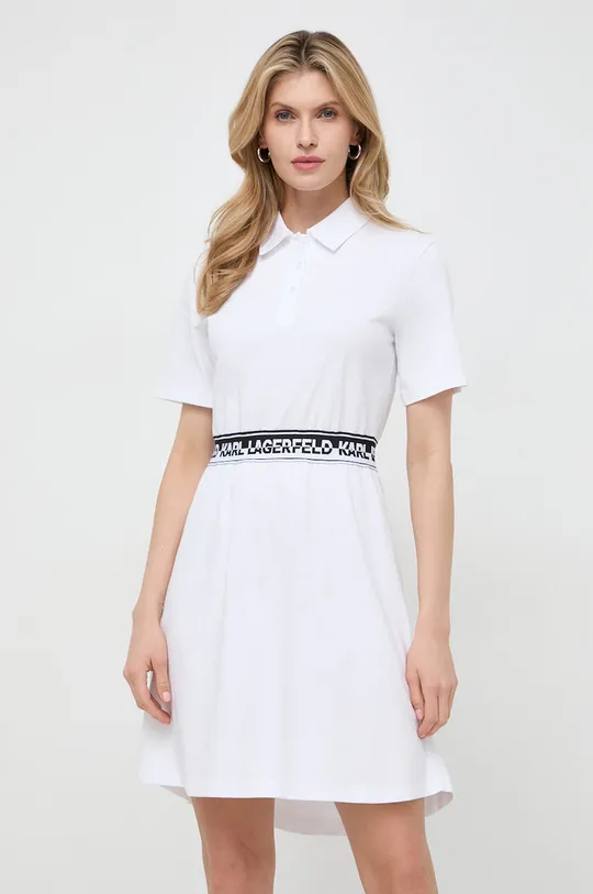 bela Bombažna obleka Karl Lagerfeld Ženski