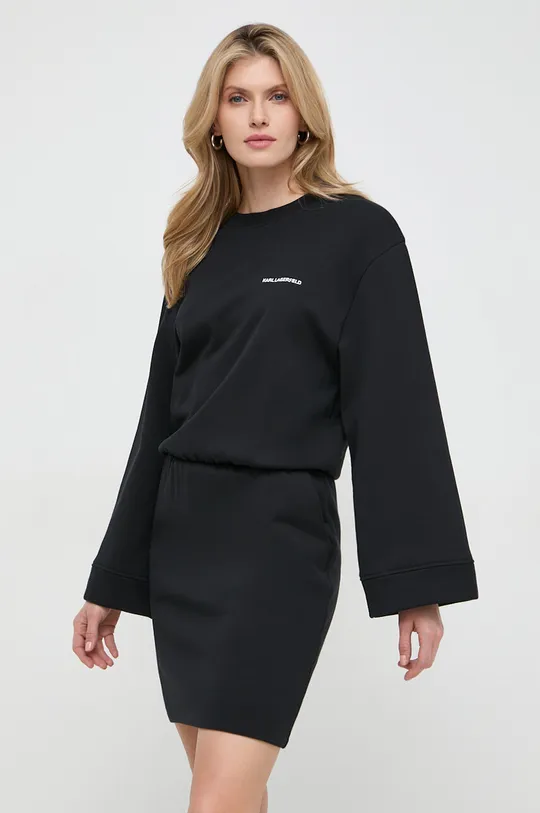 črna Bombažna obleka Karl Lagerfeld Ženski