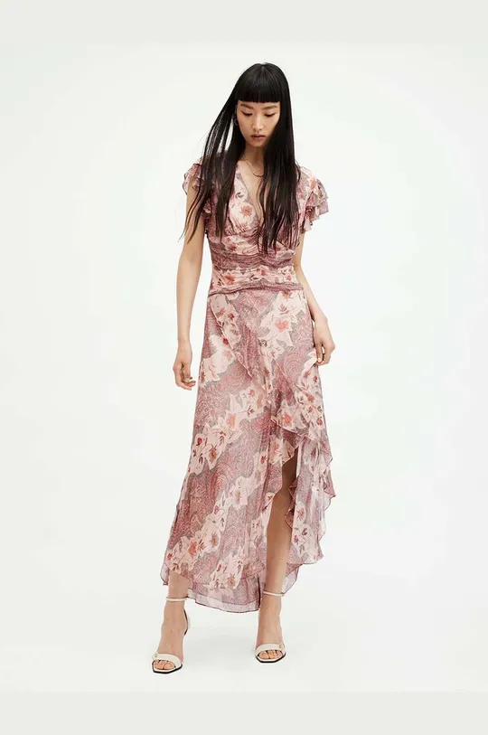 πολύχρωμο Φόρεμα AllSaints BREA CASCADE Γυναικεία