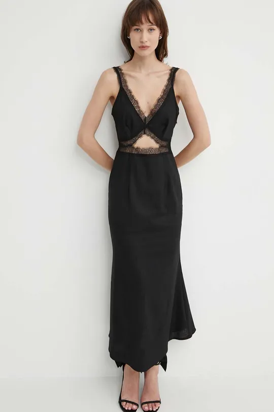 μαύρο Φόρεμα από λινό μείγμα Never Fully Dressed Γυναικεία