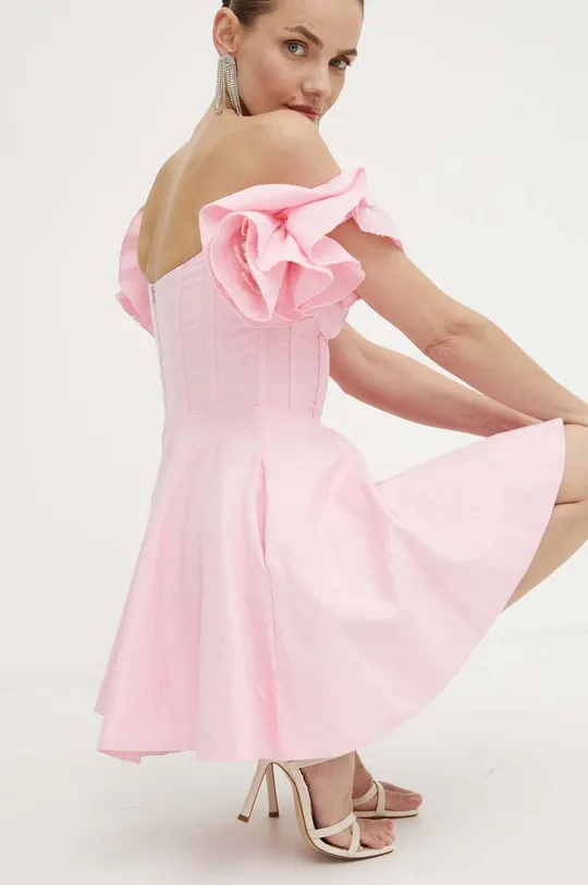 Ľanové šaty Bardot SIGMA ružová