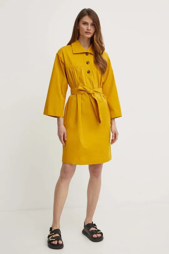 κίτρινο Βαμβακερό φόρεμα Weekend Max Mara Γυναικεία