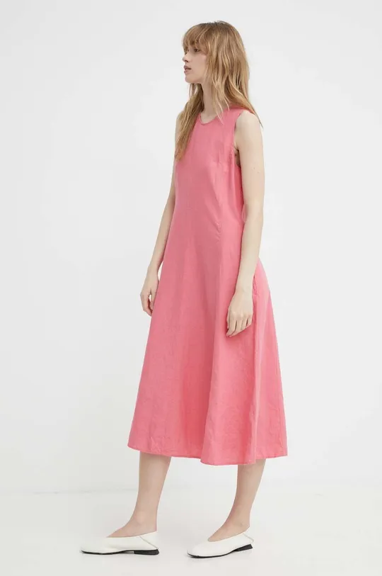 Λινό φόρεμα Marc O'Polo ροζ