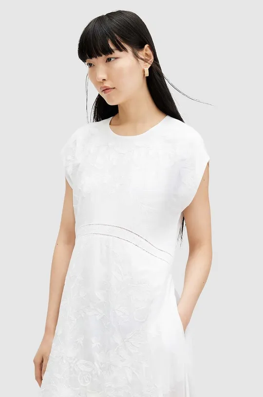 Βαμβακερό φόρεμα AllSaints GIANNA EMB DRESS λευκό