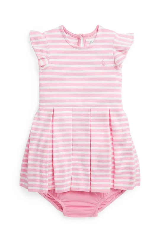 różowy Polo Ralph Lauren sukienka bawełniana niemowlęca Dziewczęcy