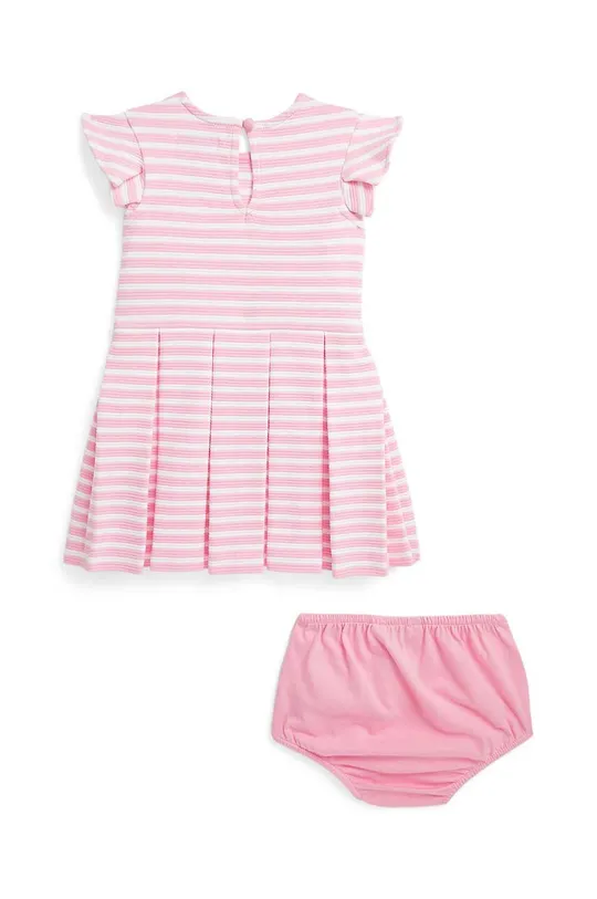 Детское хлопковое платье Polo Ralph Lauren розовый