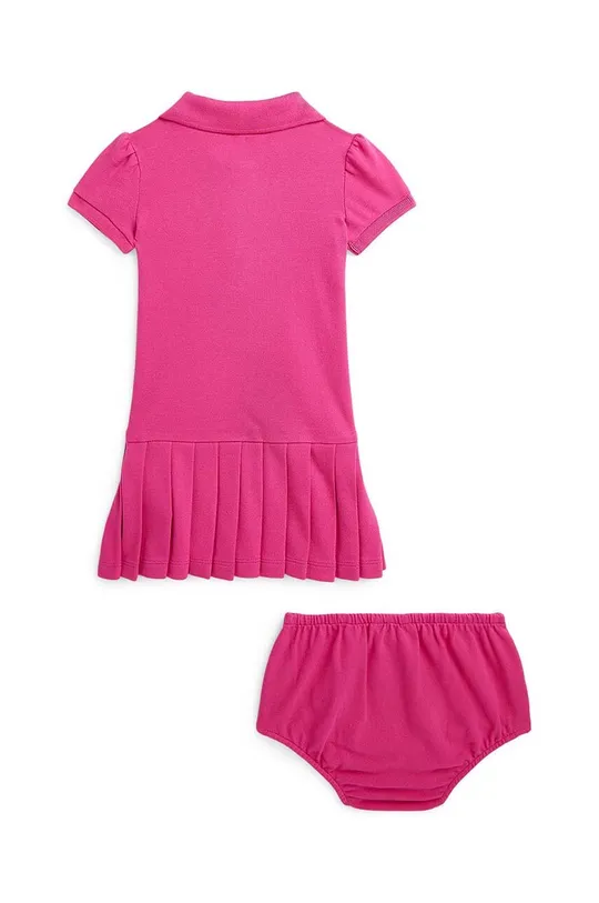 Детское хлопковое платье Polo Ralph Lauren розовый