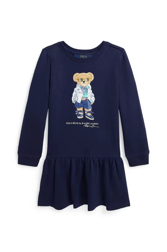 mornarsko modra Otroška bombažna obleka Polo Ralph Lauren Dekliški