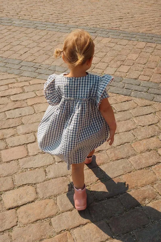 голубой Хлопковое детское платье Konges Sløjd Для девочек