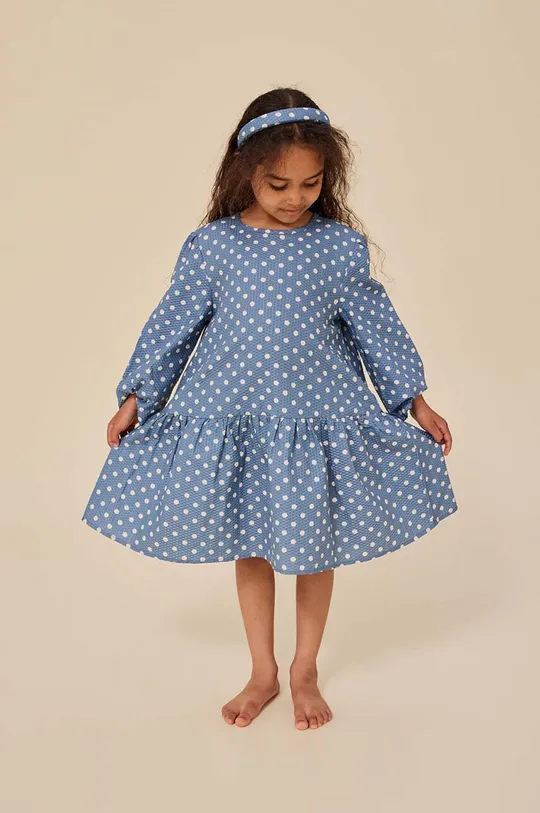niebieski Konges Sløjd sukienka bawełniana dziecięca Dziewczęcy