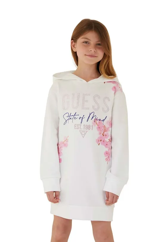 bijela Dječja pamučna haljina Guess Za djevojčice