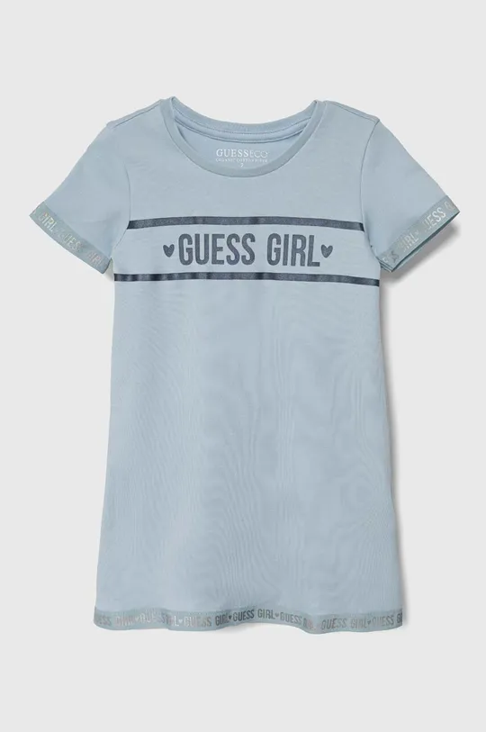 plava Dječja pamučna haljina Guess Za djevojčice