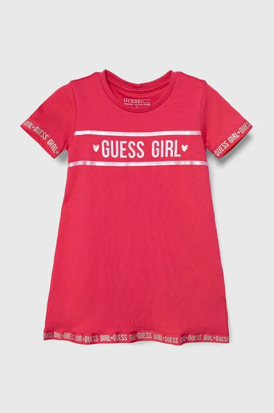 roza Dječja pamučna haljina Guess Za djevojčice