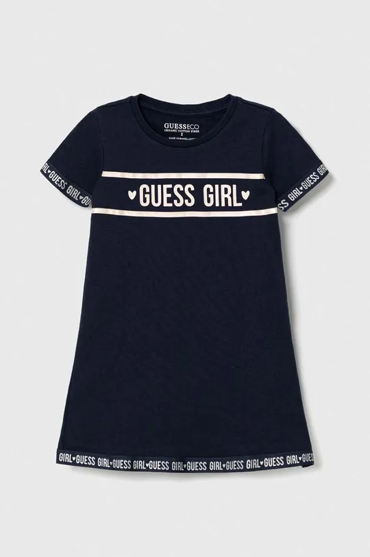 σκούρο μπλε Παιδικό βαμβακερό φόρεμα Guess Για κορίτσια