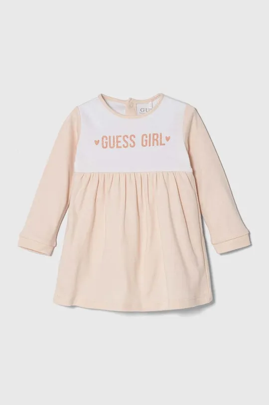 różowy Guess sukienka bawełniana niemowlęca Dziewczęcy