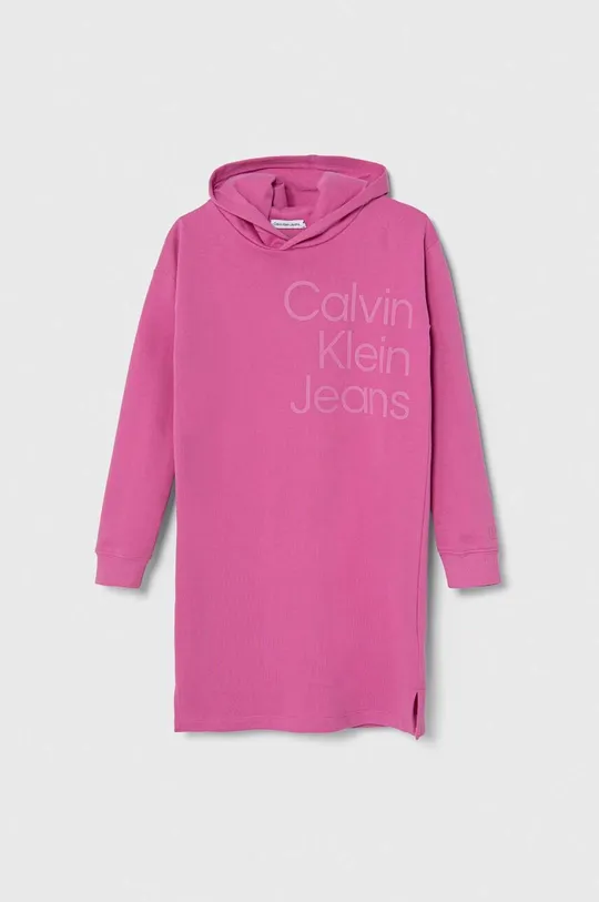 rózsaszín Calvin Klein Jeans gyerek pamutruha Lány