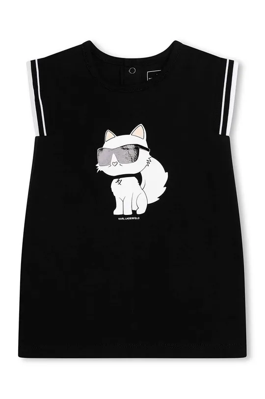 čierna Detské bavlnené šaty Karl Lagerfeld Dievčenský
