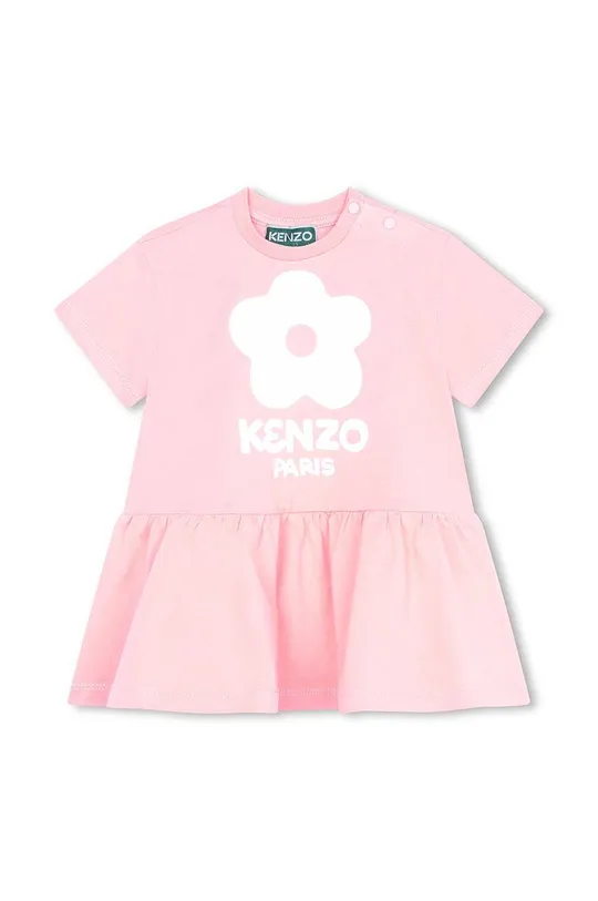 roza Otroška bombažna obleka Kenzo Kids Dekliški