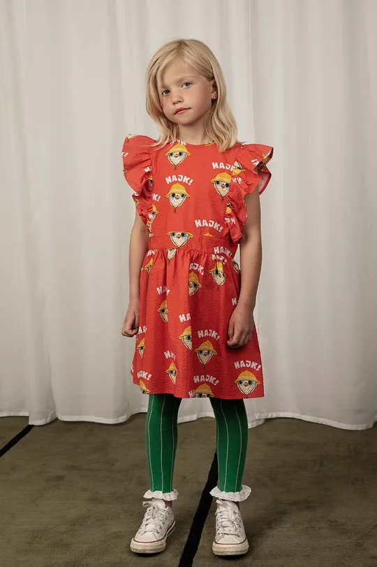 красный Хлопковое детское платье Mini Rodini Для девочек