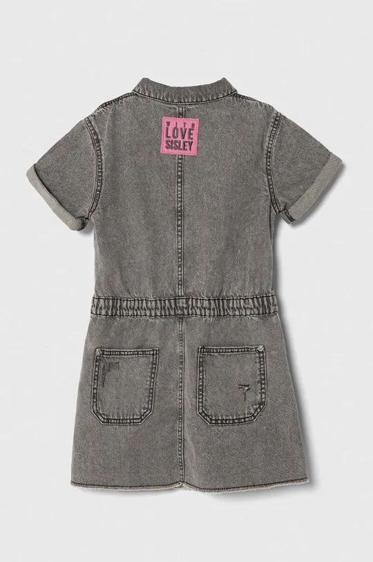 Dievčenské rifľové šaty Sisley sivá