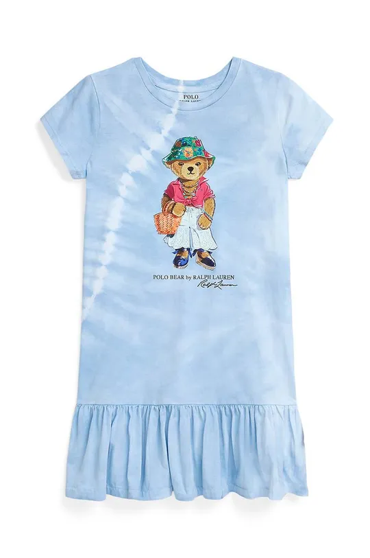 plava Dječja pamučna haljina Polo Ralph Lauren Za djevojčice