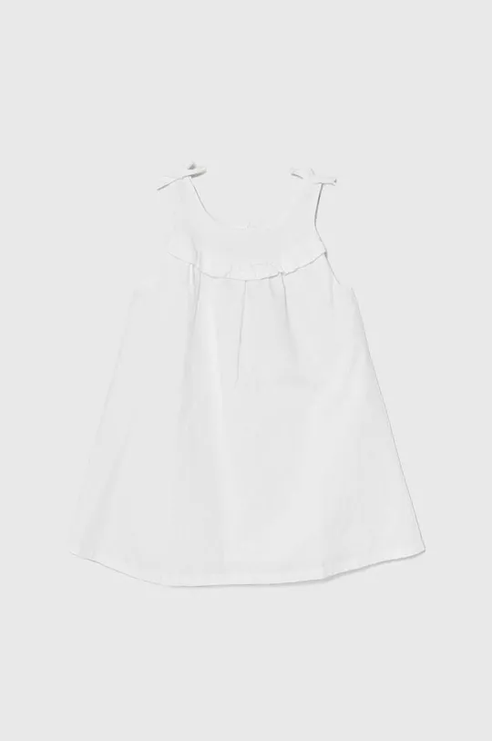 білий Дитяча льняна сукня United Colors of Benetton Для дівчаток