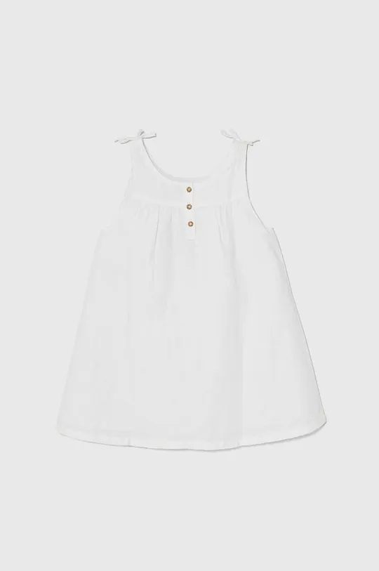 Παιδικό λινό φόρεμα United Colors of Benetton λευκό