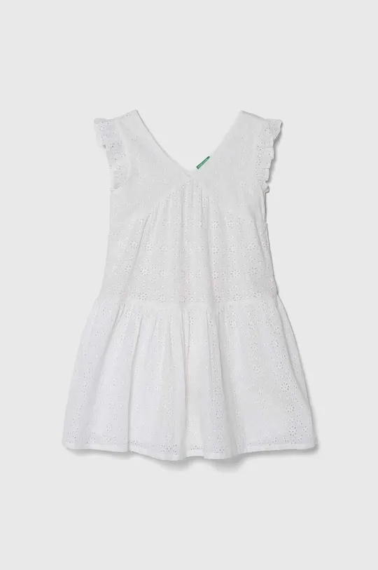 bijela Dječja pamučna haljina United Colors of Benetton Za djevojčice