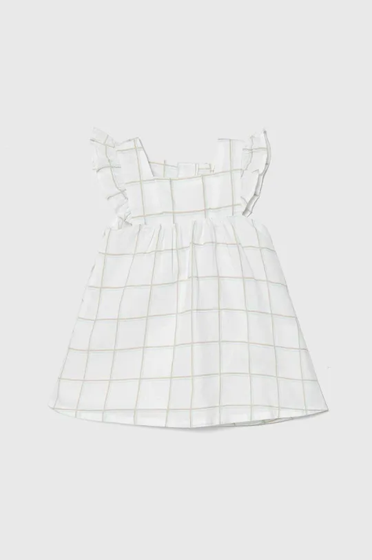 белый Детское льняное платье United Colors of Benetton Для девочек