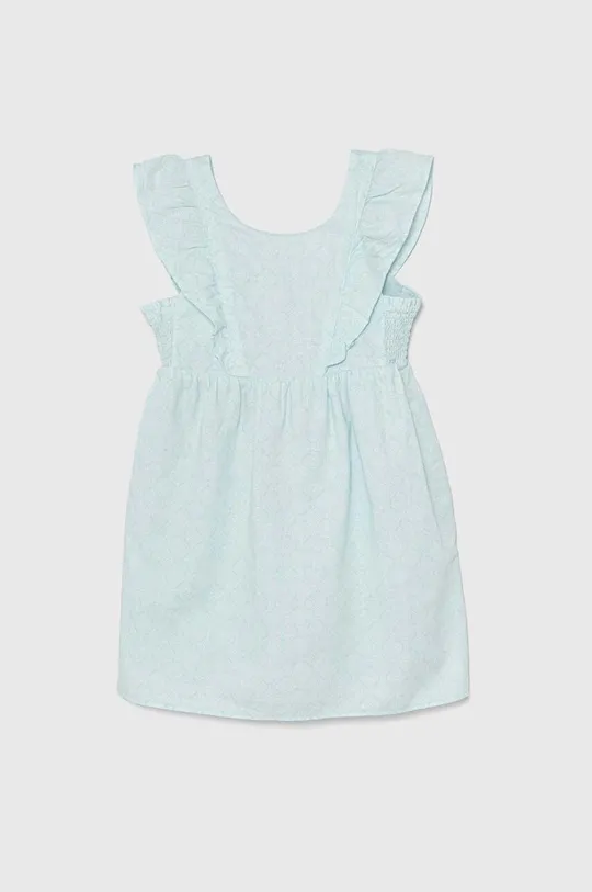 бирюзовый Детское льняное платье United Colors of Benetton Для девочек