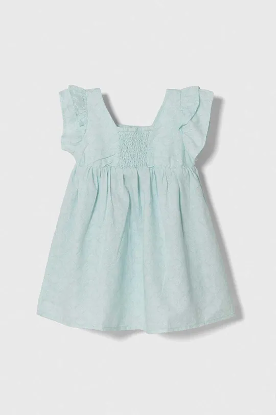 бірюзовий Дитяча льняна сукня United Colors of Benetton Для дівчаток
