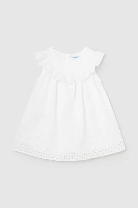 biały Mayoral sukienka bawełniana niemowlęca Dziewczęcy