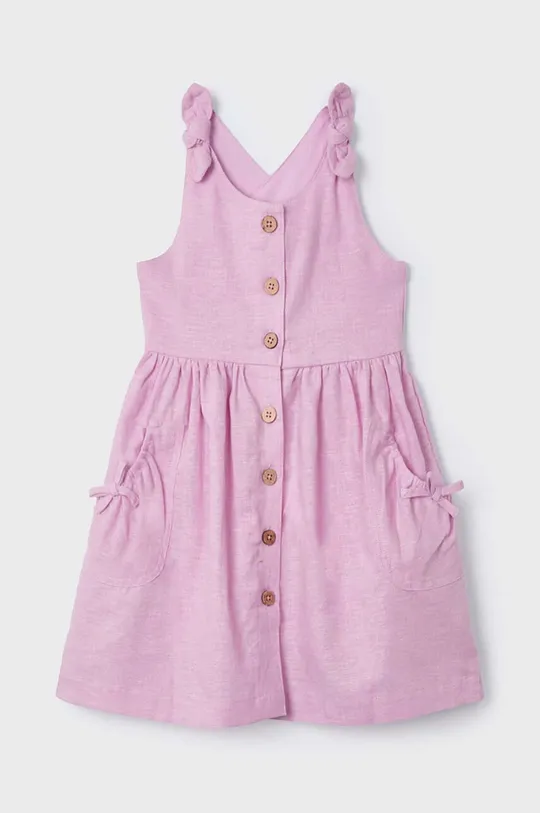 fioletowy Mayoral sukienka lniana dziecięca Dziewczęcy