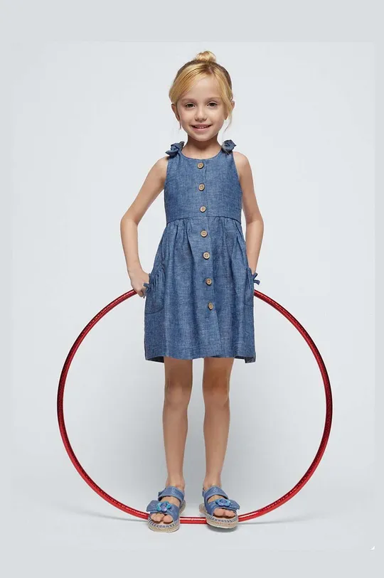 блакитний Дитяча льняна сукня Mayoral Для дівчаток