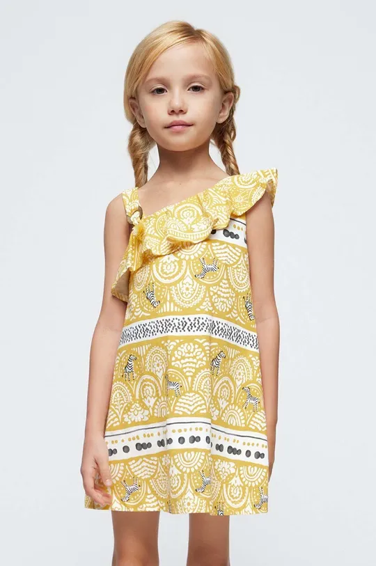 жёлтый Хлопковое детское платье Mayoral Для девочек