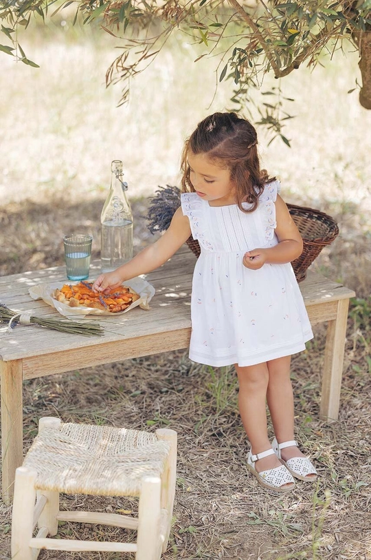 bela Otroška bombažna obleka Tartine et Chocolat Dekliški