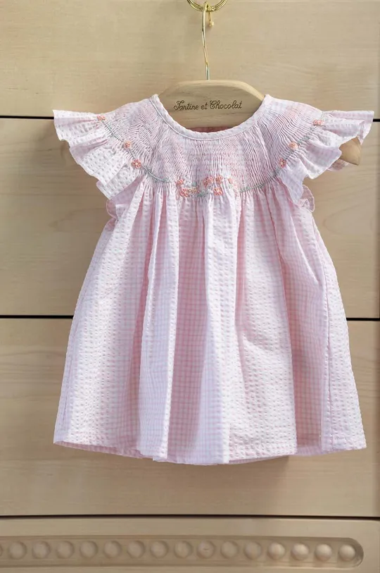 roza Pamučna haljina za bebe Tartine et Chocolat Za djevojčice