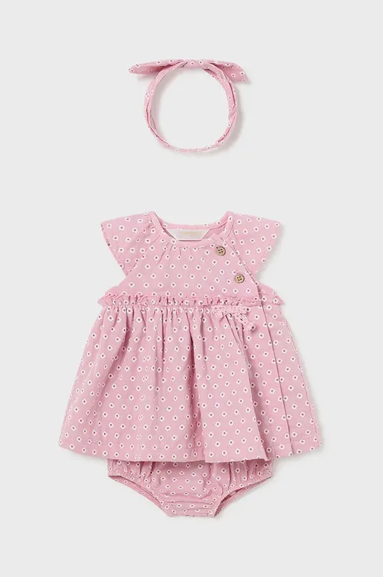 рожевий Дитяча бавовняна сукня Mayoral Newborn Для дівчаток
