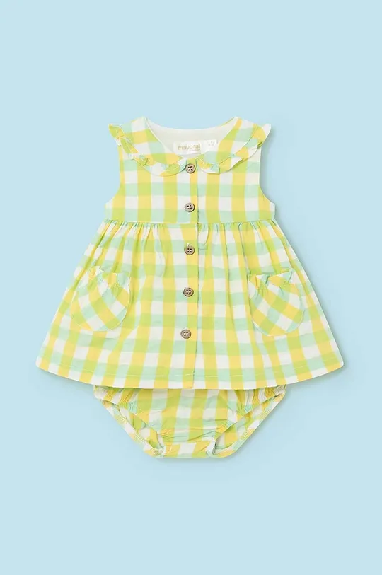 rumena Otroška bombažna obleka Mayoral Newborn Dekliški