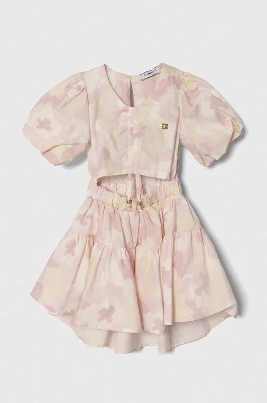 бежевий Дитяча бавовняна сукня Pinko Up Для дівчаток