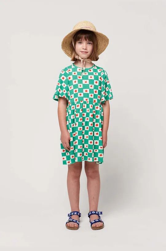 zielony Bobo Choses sukienka bawełniana dziecięca Dziewczęcy