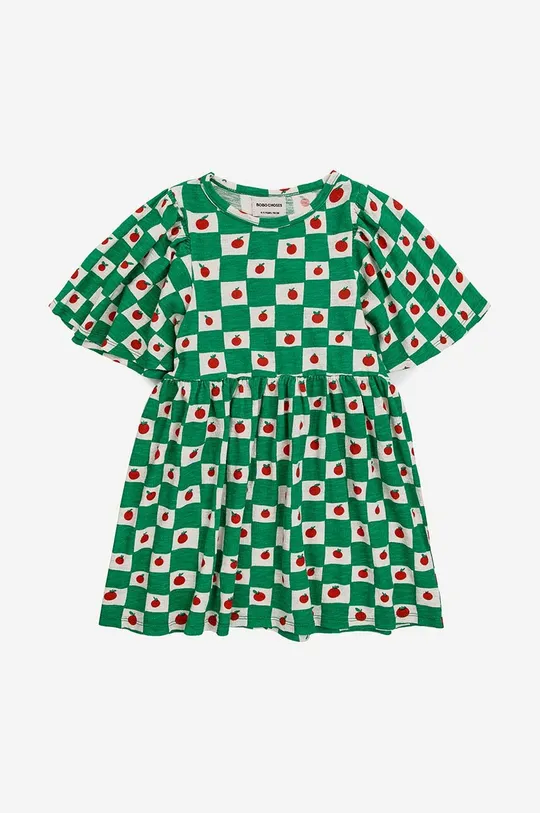 Παιδικό βαμβακερό φόρεμα Bobo Choses πράσινο