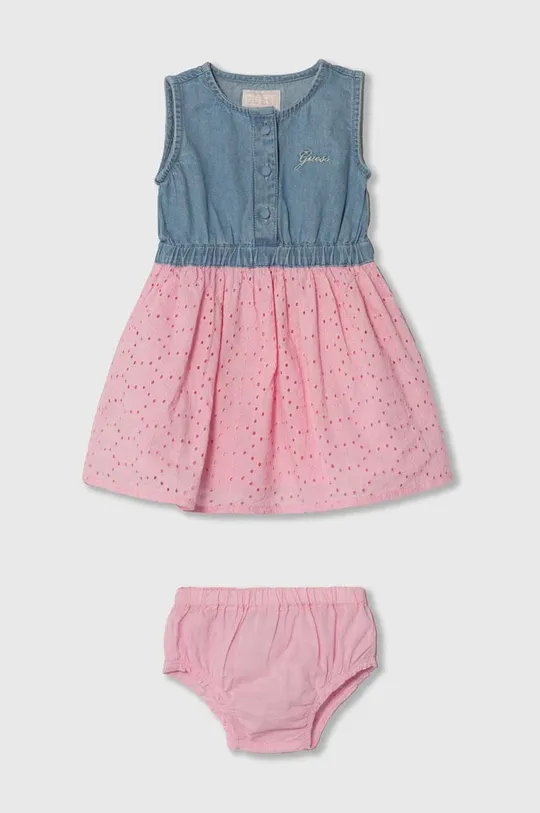 розовый Детское хлопковое платье Guess Для девочек