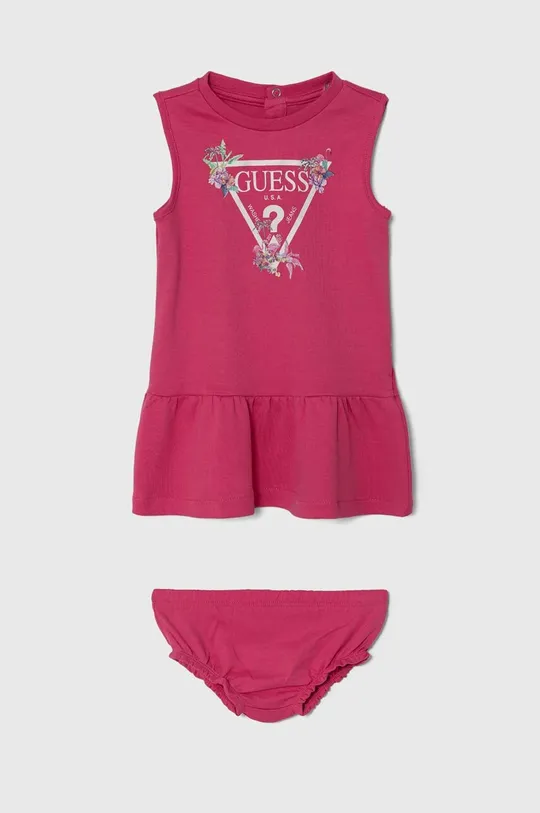 roza Pamučna haljina za bebe Guess Za djevojčice