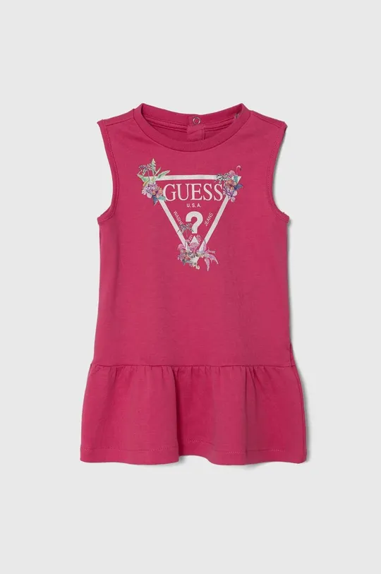 Детское хлопковое платье Guess розовый