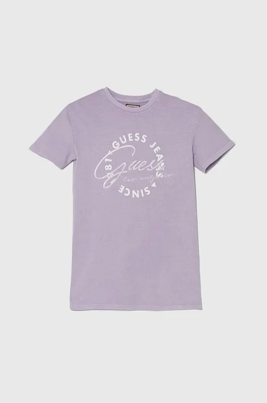 vijolična Otroška bombažna obleka Guess Dekliški