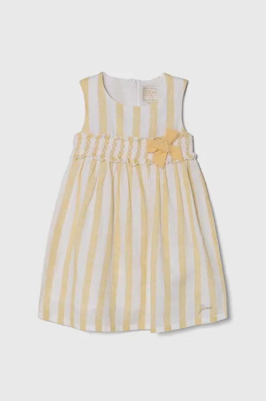 sárga Guess gyerek ruha vászonkeverékből Lány