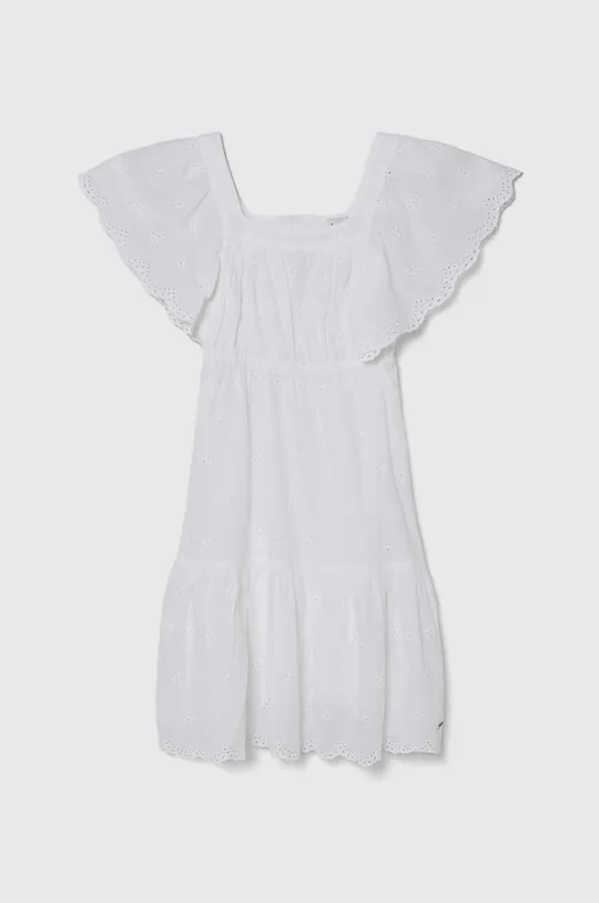 белый Хлопковое детское платье Pepe Jeans ODELET Для девочек