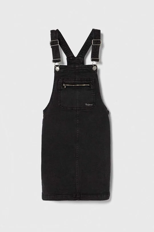 czarny Pepe Jeans sukienka jeansowa dziecięca PINAFORE JR Dziewczęcy